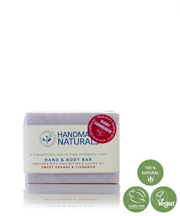 Handmade Naturals Handmade Shea Butter Castor Oil Hand Body Soap With Sweet Orange Cinnamon 100g Highly Commended Platinum Awards 2013 Pesca